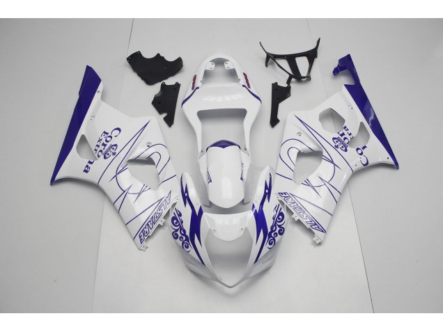 2003-2004 Blue and White Corona Suzuki GSXR 1000 Motorcycle Fairings