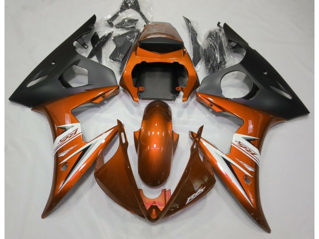 2003-2004 Gloss Orange & White Yamaha R6 Motorcycle Fairings