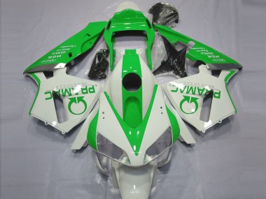 2003-2004 Gloss White and Green PRAMAC Honda CBR600RR Motorcycle Fairings
