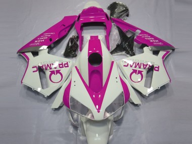 2003-2004 Gloss White and Pink PRAMAC Honda CBR600RR Motorcycle Fairings