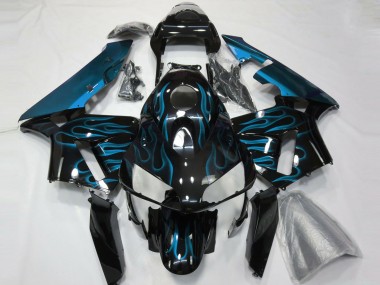 2003-2004 Light Blue Flames Honda CBR600RR Motorcycle Fairings