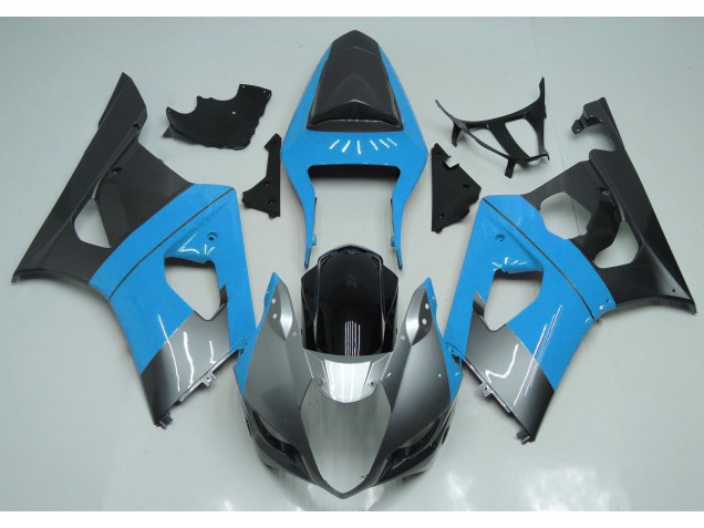 2003-2004 Light Blue Silver and Black Suzuki GSXR 1000 Motorcycle Fairings