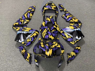 2003-2004 Purple and Yellow Camo Honda CBR600RR Motorcycle Fairings