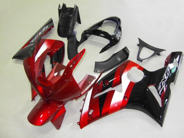 2003-2004 Red and Black Kawasaki ZX6R Motorcycle Fairings