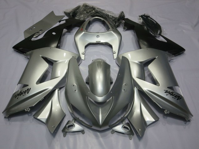 2003-2004 Silver Kawasaki ZX6R Motorcycle Fairings