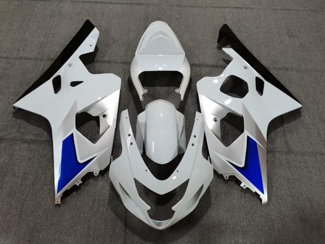 2004-2005 Blue White and Silver Style Suzuki GSXR 600-750 Motorcycle Fairings