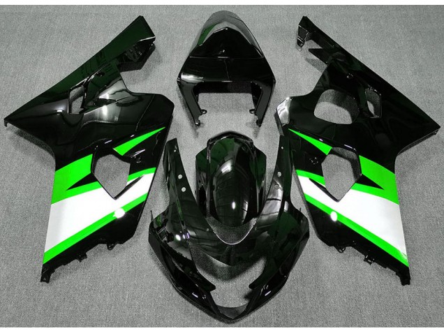 2004-2005 Gloss Black & Green Suzuki GSXR 600-750 Motorcycle Fairings