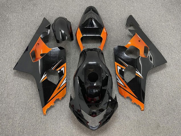 2004-2005 Gloss Black and Orange Suzuki GSXR 600-750 Motorcycle Fairings
