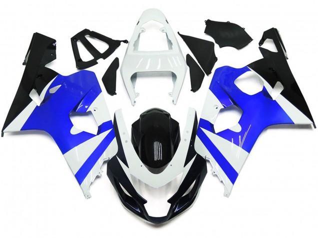 2004-2005 Gloss White and Gloss Blue Suzuki GSXR 600-750 Motorcycle Fairings