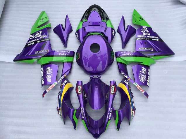 2004-2005 Green Purple Trick Star Kawasaki ZX10R Motorcycle Fairings