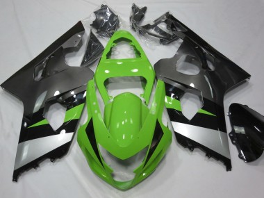 2004-2005 Green and Silver Suzuki GSXR 600-750 Motorcycle Fairings