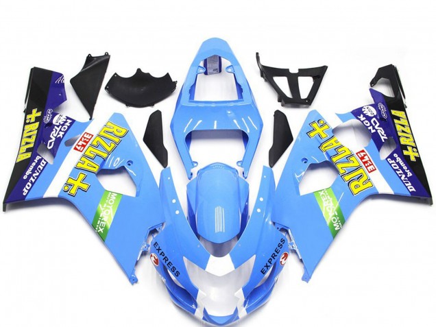 2004-2005 Light Blue Rizla Style Suzuki GSXR 600-750 Motorcycle Fairings