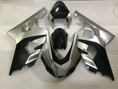 2004-2005 Matte Silver and Black Suzuki GSXR 600-750 Motorcycle Fairings