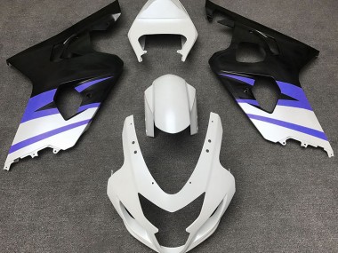 2004-2005 Matte White & Blue Suzuki GSXR 600-750 Motorcycle Fairings