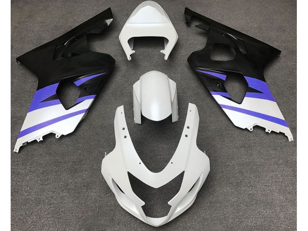 2004-2005 Matte White & Blue Suzuki GSXR 600-750 Motorcycle Fairings