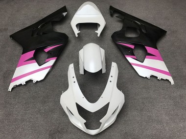 2004-2005 Matte White & Pink Suzuki GSXR 600-750 Motorcycle Fairings