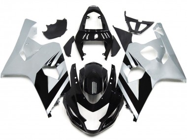 2004-2005 Silver and Gloss Black OEM Style Suzuki GSXR 600-750 Motorcycle Fairings