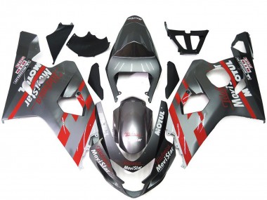2004-2005 Silver and Red MoviStar Suzuki GSXR 600-750 Motorcycle Fairings