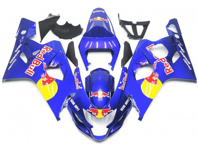 2004-2005 Vibrant Blue Red Bull Style Suzuki GSXR 600-750 Motorcycle Fairings