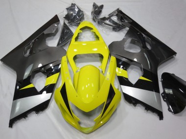 2004-2005 Yellow and Grey Suzuki GSXR 600-750 Motorcycle Fairings