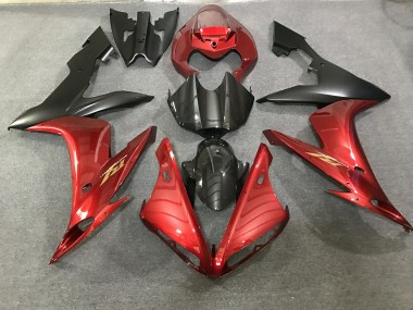 2004-2006 Maroon Red and Carbon Fiber Style Yamaha R1 Motorcycle Fairings