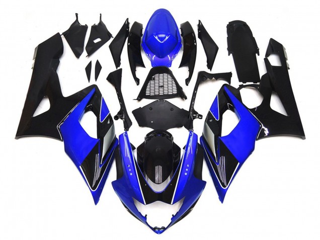 2005-2006 Black and Blue Gloss with silver Suzuki GSXR 1000 Motorcycle Fairings