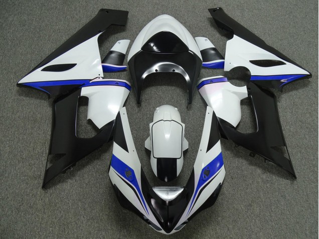 2005-2006 Blue White and Black Kawasaki ZX6R Motorcycle Fairings