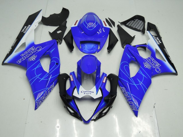 2005-2006 Blue and White Corona Suzuki GSXR 1000 Motorcycle Fairings