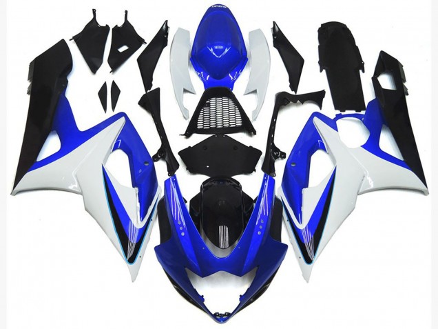 2005-2006 Gloss Blue and White Suzuki GSXR 1000 Motorcycle Fairings