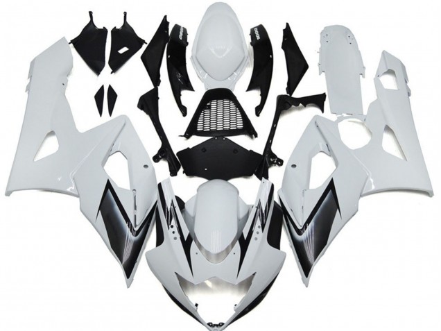 2005-2006 Gloss White Style with Silver Hints Suzuki GSXR 1000 Motorcycle Fairings