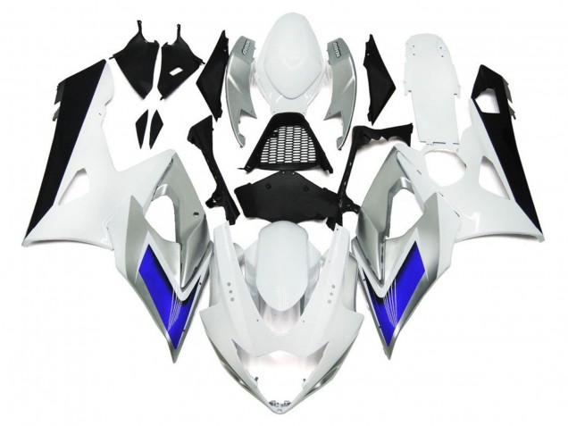 2005-2006 Gloss White Style with Silver Hints and Blue Suzuki GSXR 1000 Motorcycle Fairings