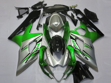 2005-2006 Green Silver and Black Suzuki GSXR 1000 Motorcycle Fairings