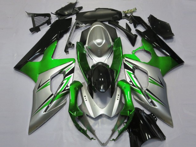 2005-2006 Green Silver and Black Suzuki GSXR 1000 Motorcycle Fairings