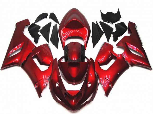 2005-2006 Maroon Red Kawasaki ZX6R Motorcycle Fairings