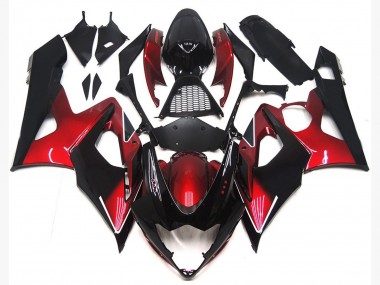 2005-2006 Maroon red and Gloss Black Suzuki GSXR 1000 Motorcycle Fairings