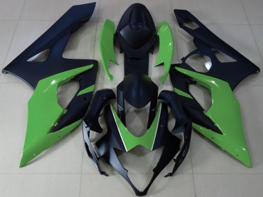 2005-2006 Matte Black & Green Suzuki GSXR 1000 Motorcycle Fairings