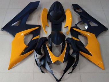 2005-2006 Matte Black & Light Orange Suzuki GSXR 1000 Motorcycle Fairings