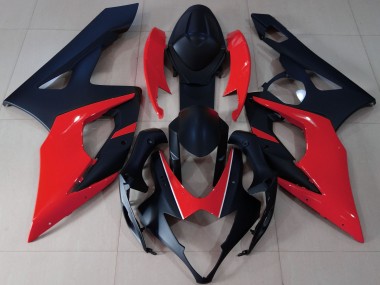 2005-2006 Matte Black & Red Suzuki GSXR 1000 Motorcycle Fairings