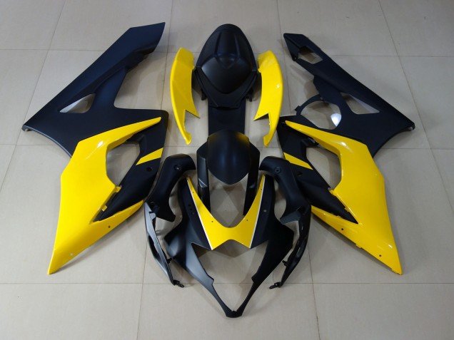 2005-2006 Matte Black & Yellow Suzuki GSXR 1000 Motorcycle Fairings