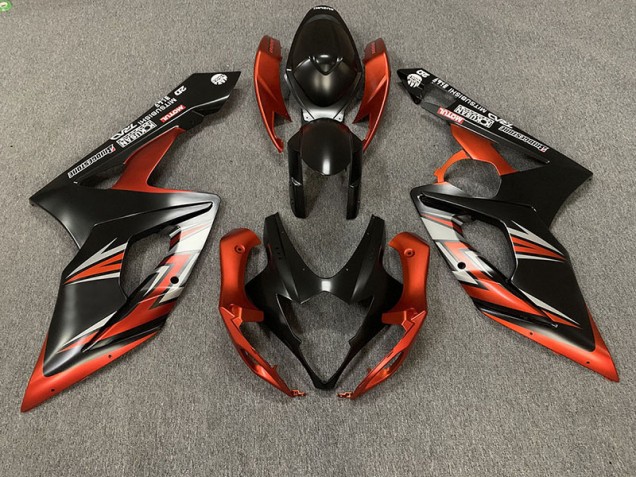 2005-2006 Matte Black and Orange Suzuki GSXR 1000 Motorcycle Fairings