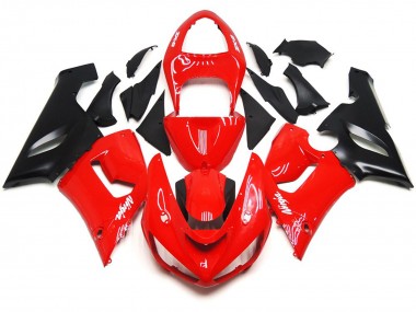 2005-2006 Plain Gloss Red White Decals Kawasaki ZX6R Motorcycle Fairings