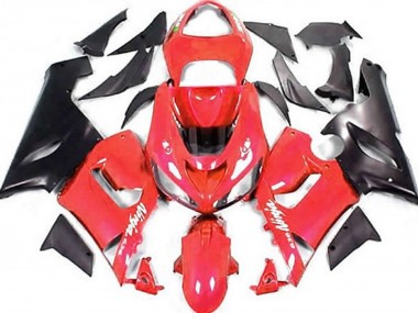 2005-2006 Red and Matte Black Kawasaki ZX6R Motorcycle Fairings