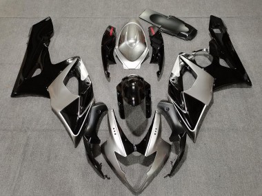 2005-2006 Silver and Black Suzuki GSXR 1000 Motorcycle Fairings