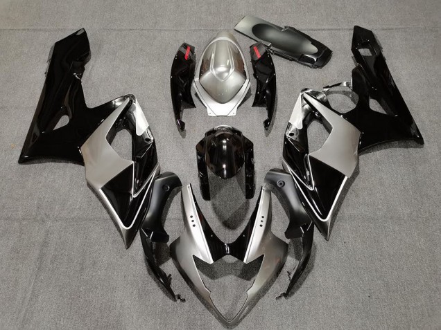 2005-2006 Silver and Black Suzuki GSXR 1000 Motorcycle Fairings