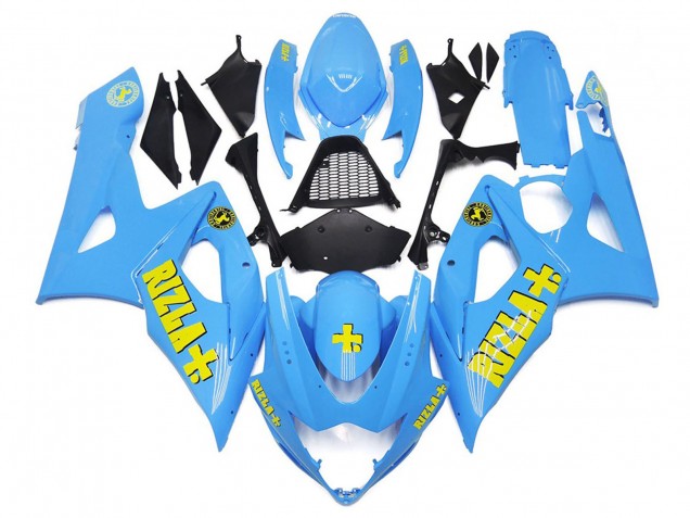 2005-2006 White Blue with Yellow Rizla Suzuki GSXR 1000 Motorcycle Fairings