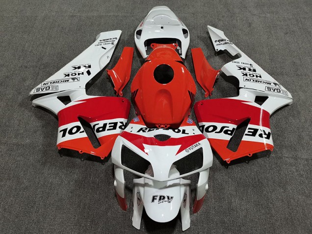 2005-2006 White Red and Orange Repsol Honda CBR600RR Motorcycle Fairings