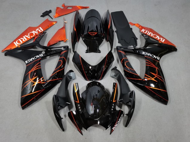 2006-2007 Bacardi Black and Orange Suzuki GSXR 600-750 Motorcycle Fairings