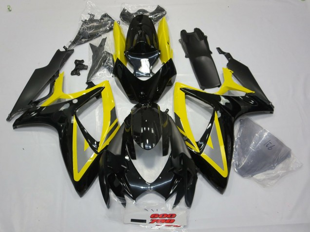 2006-2007 Black and Yellow Oh Ah Suzuki GSXR 600-750 Motorcycle Fairings