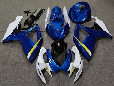 2006-2007 Gloss Blue White and Yellow Suzuki GSXR 600-750 Motorcycle Fairings