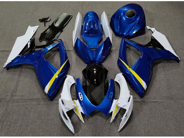 2006-2007 Gloss Blue White and Yellow Suzuki GSXR 600-750 Motorcycle Fairings